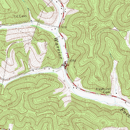 Topographic Map of Evans Run, WV