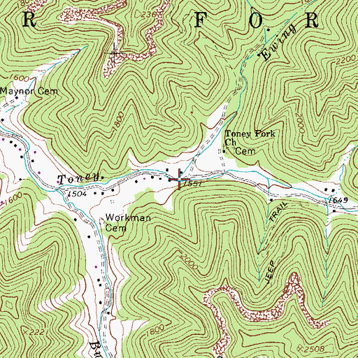Topographic Map of Ewing Fork, WV