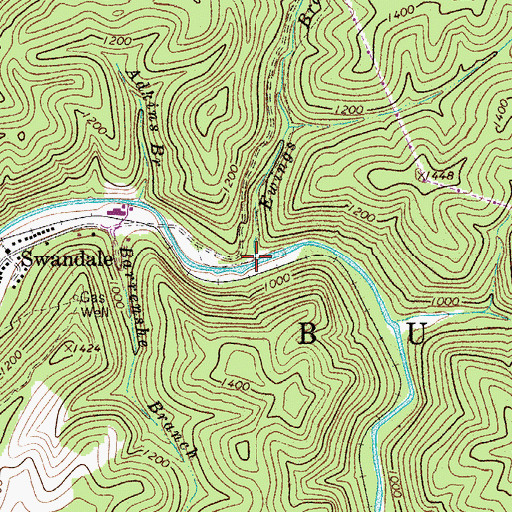 Topographic Map of Ewings Branch, WV