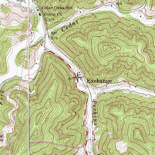 Topographic Map of Exchange, WV