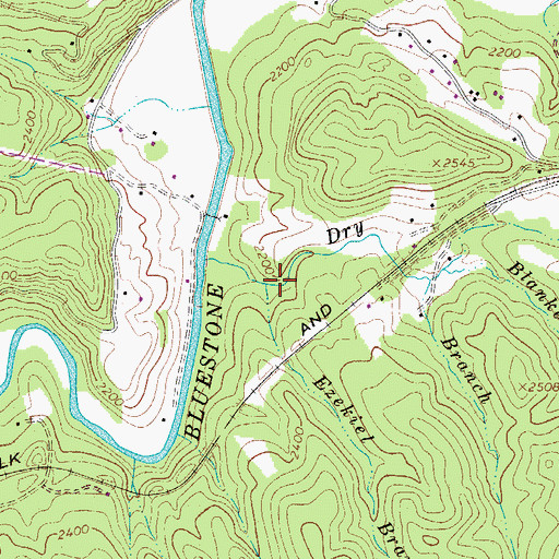 Topographic Map of Ezekiel Branch, WV