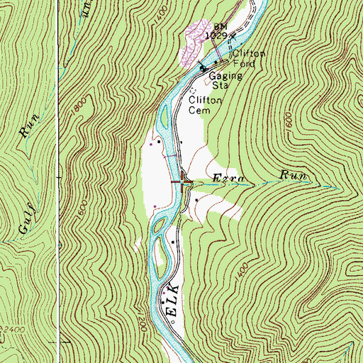 Topographic Map of Ezra Run, WV