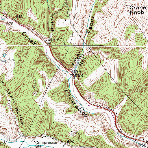 Topographic Map of Faber Hollow, WV