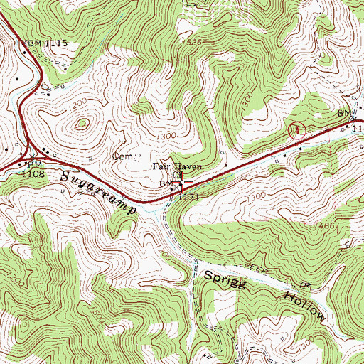 Topographic Map of Fair Haven Church, WV