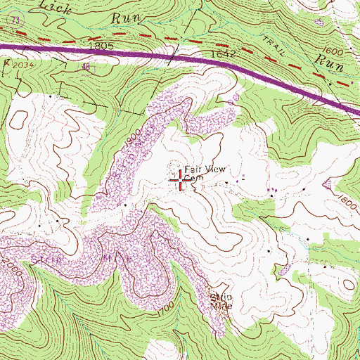 Topographic Map of Fair View Cemetery, WV