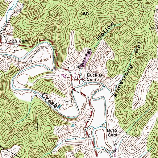 Topographic Map of Fairfax Hollow, WV