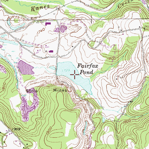 Topographic Map of Fairfax Pond, WV