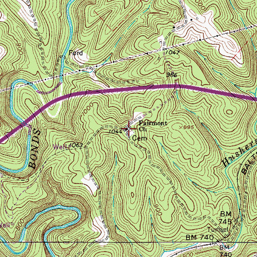 Topographic Map of Fairmont Cemetery, WV