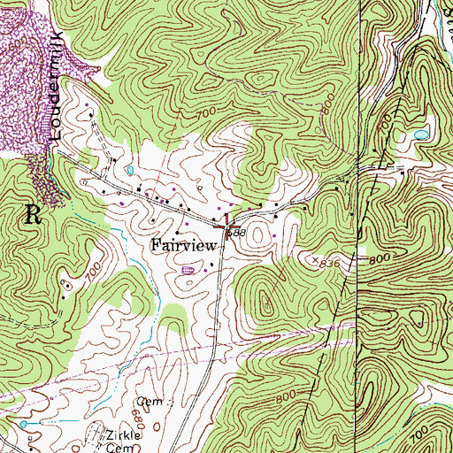 Topographic Map of Fairview, WV