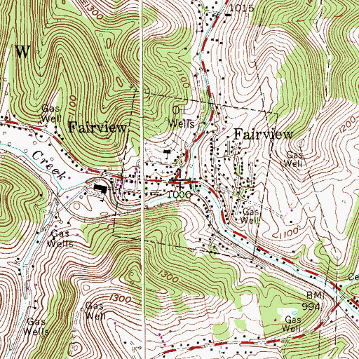 Topographic Map of Fairview, WV