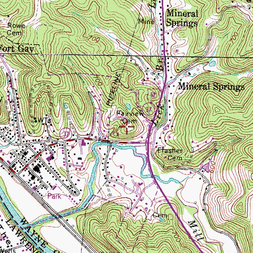 Topographic Map of Fairview Cemetery, WV