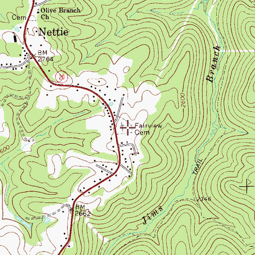 Topographic Map of Fairview Cemetery, WV