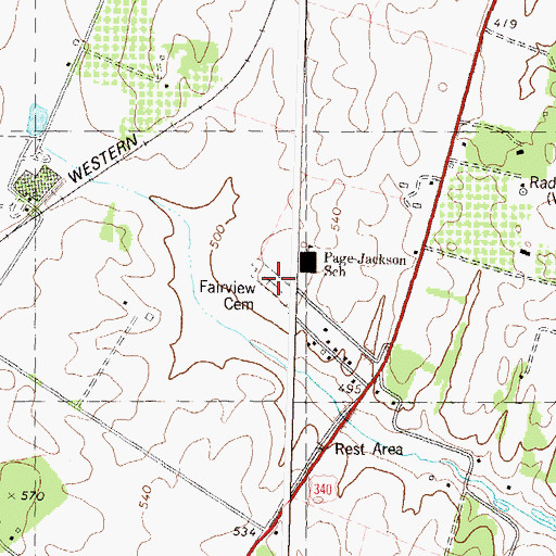 Topographic Map of Fairview Cemetery, WV