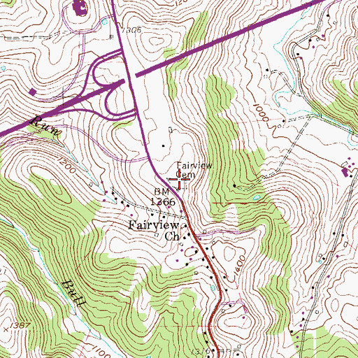 Topographic Map of Fairview Cemetery, WV