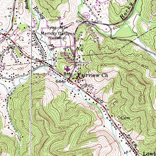 Topographic Map of Fairview Church, WV