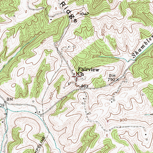 Topographic Map of Fairview Church, WV