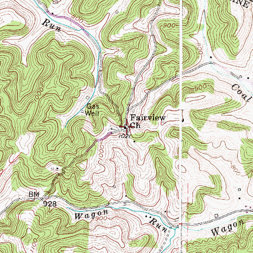 Topographic Map of Fairview Church, WV