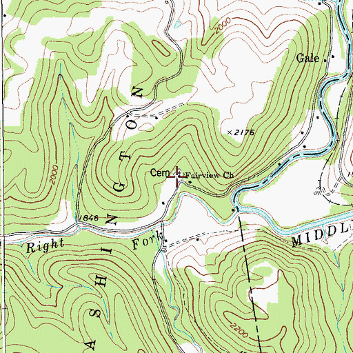 Topographic Map of Fairview Church, WV