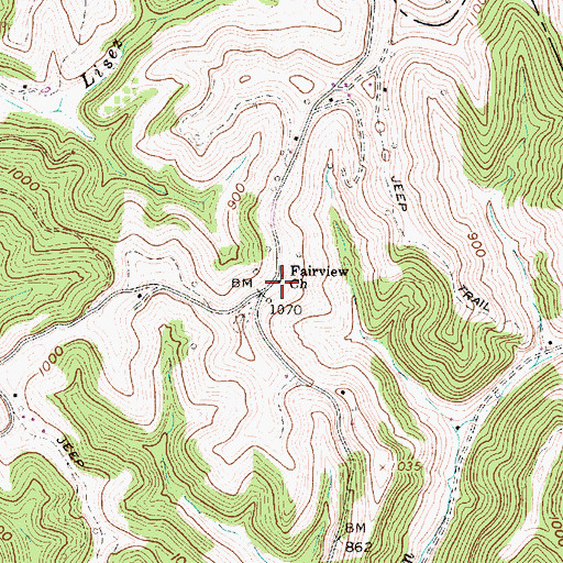 Topographic Map of Fairview Church, WV