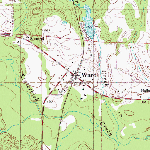 Topographic Map of Ward, AL