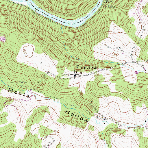 Topographic Map of Fairview Church, WV