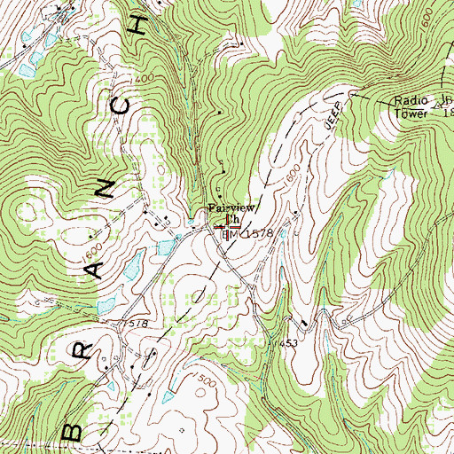 Topographic Map of Fairview Church, WV