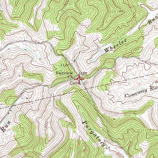 Topographic Map of Fairview Church, WV