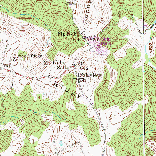 Topographic Map of Fairview United Methodist Church, WV