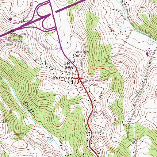 Topographic Map of Fairview United Methodist Church, WV