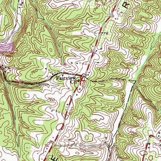 Topographic Map of Fairview Church, WV