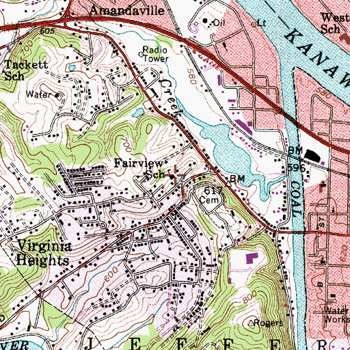 Topographic Map of Fairview Elementary School (historical), WV