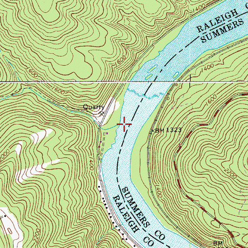 Topographic Map of Fall Branch, WV