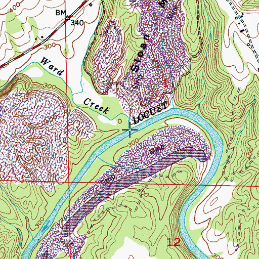 Topographic Map of Ward Creek, AL