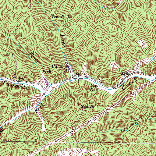 Topographic Map of Fallen Fork, WV