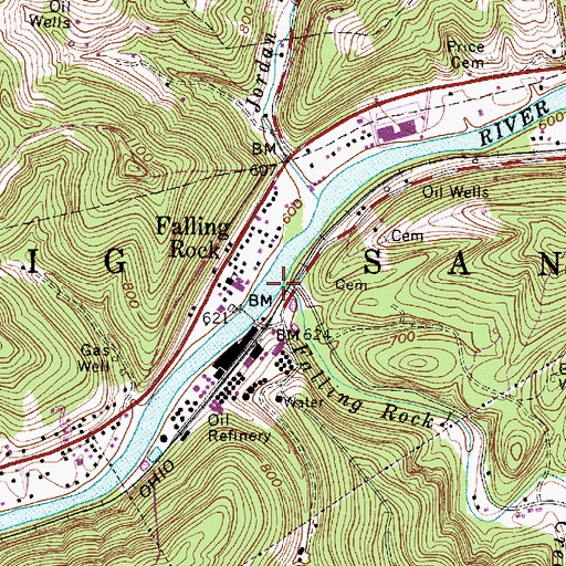 Topographic Map of Falling Rock Creek, WV