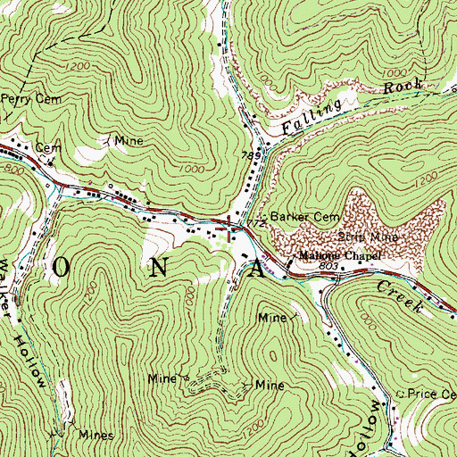 Topographic Map of Falling Rock Fork, WV