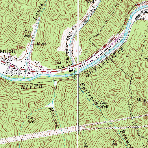 Topographic Map of Fallrock Branch, WV