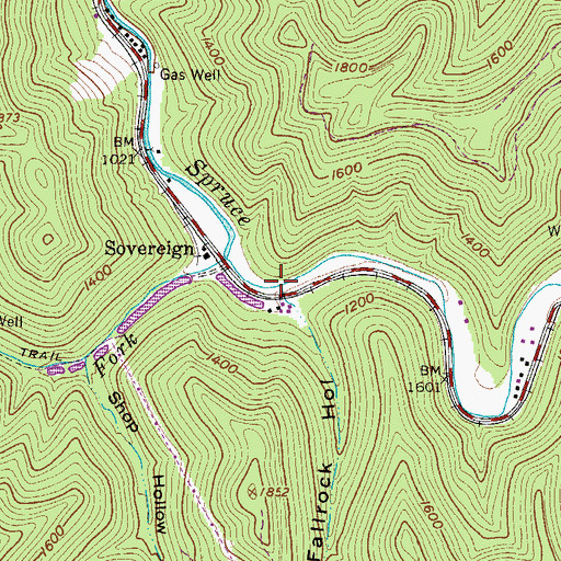 Topographic Map of Fallrock Hollow, WV