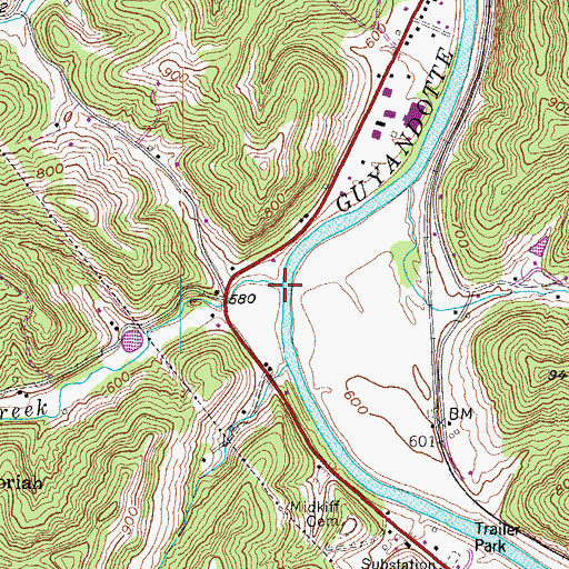 Topographic Map of Falls Creek, WV