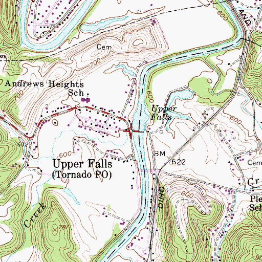 Topographic Map of Falls Creek, WV