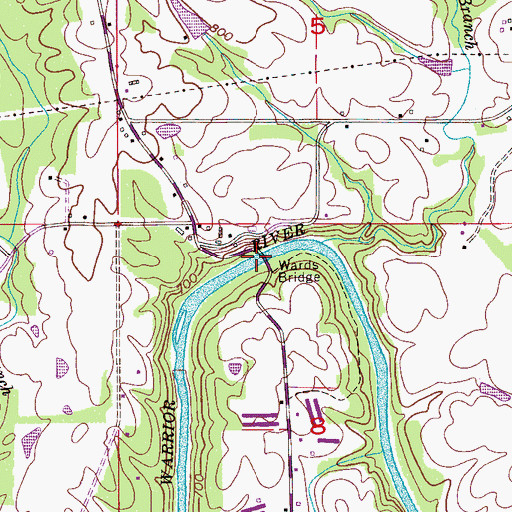 Topographic Map of Wards Bridge, AL