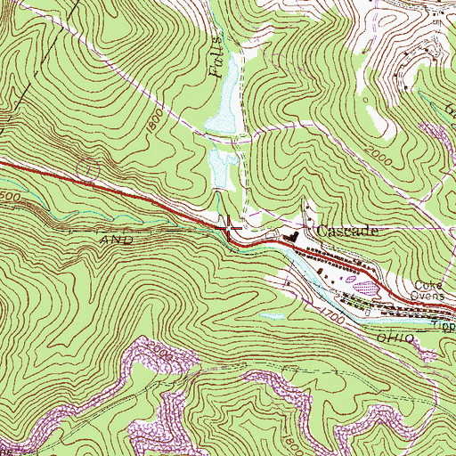 Topographic Map of Falls Run, WV