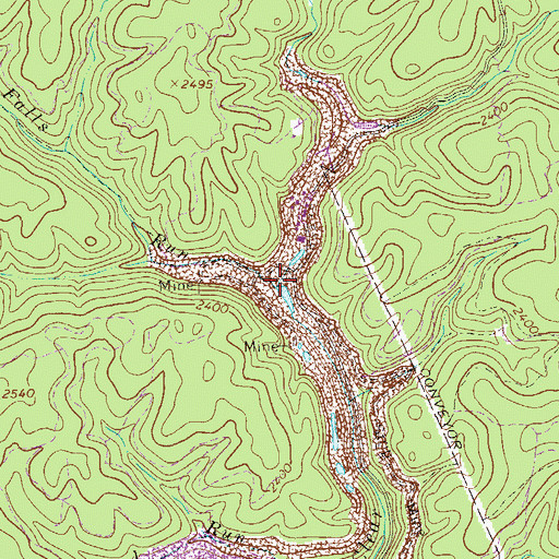 Topographic Map of Falls Run, WV