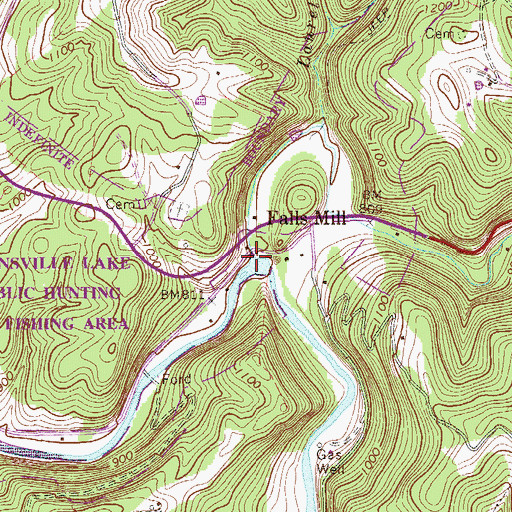 Topographic Map of Falls Run, WV