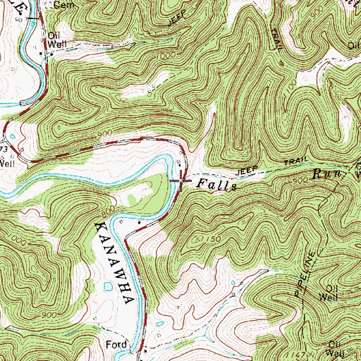 Topographic Map of Falls Run, WV