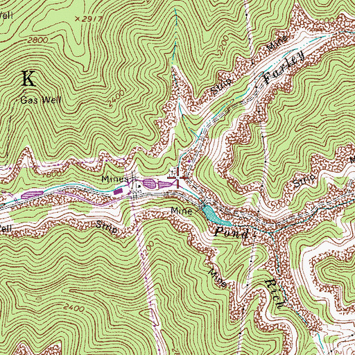 Topographic Map of Farley Branch, WV