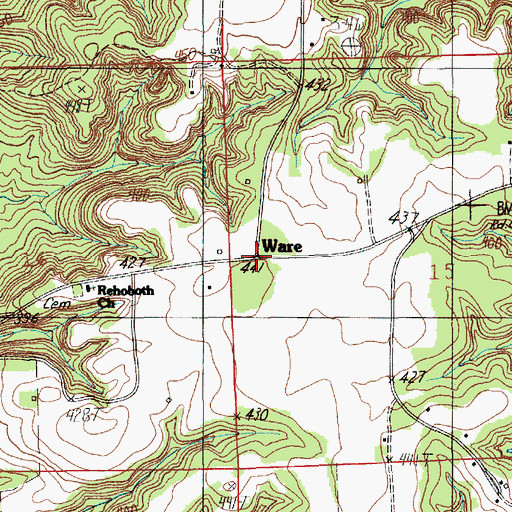 Topographic Map of Ware, AL
