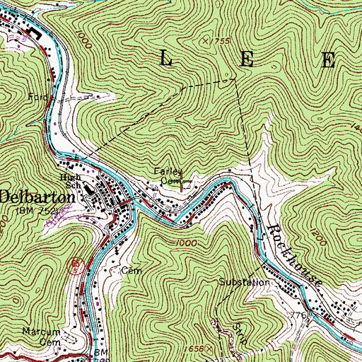 Topographic Map of Farley Cemetery, WV