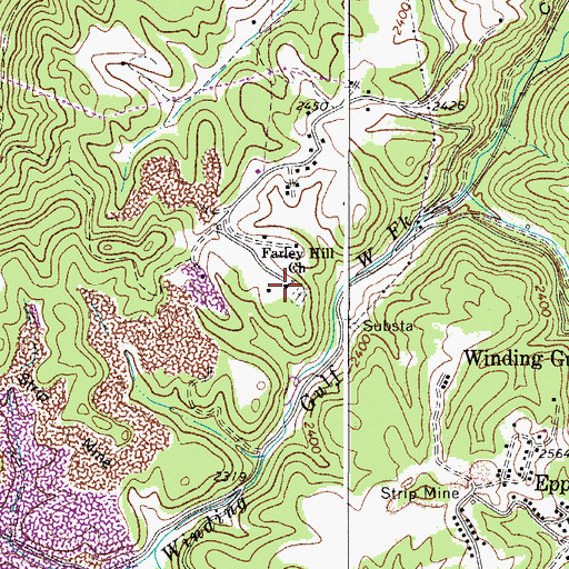 Topographic Map of Farley Hill Church, WV