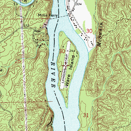 Topographic Map of Ware Island, AL